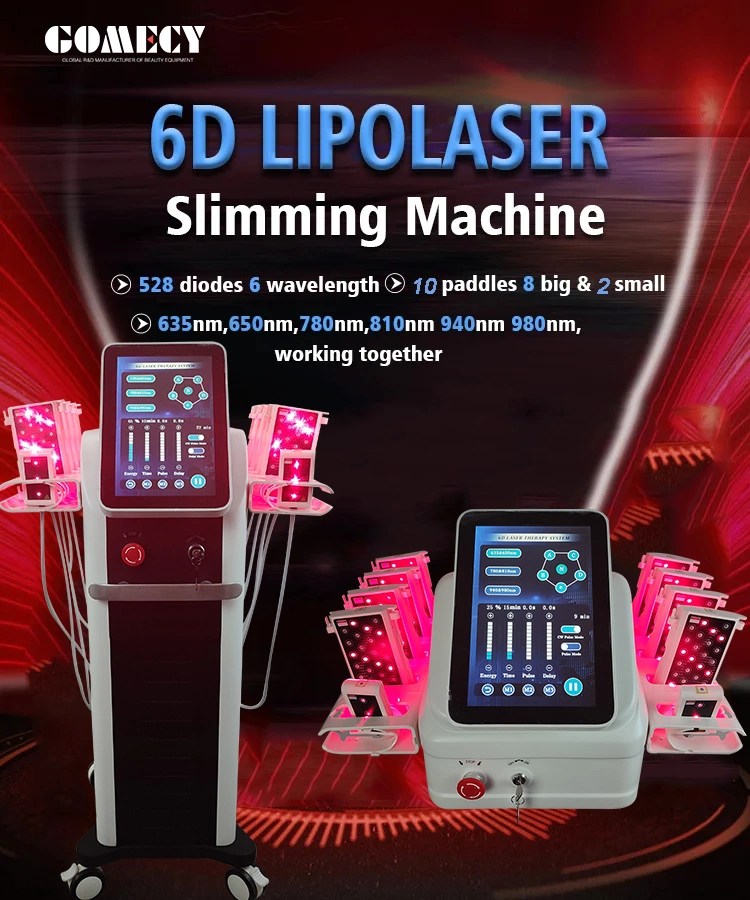 Advanced 6D lipolaser lipolysis 209mw Super 6d Lipo Laser Liposuction Machine with 635nm 650nm 780nm 810nm 940nm 980nm